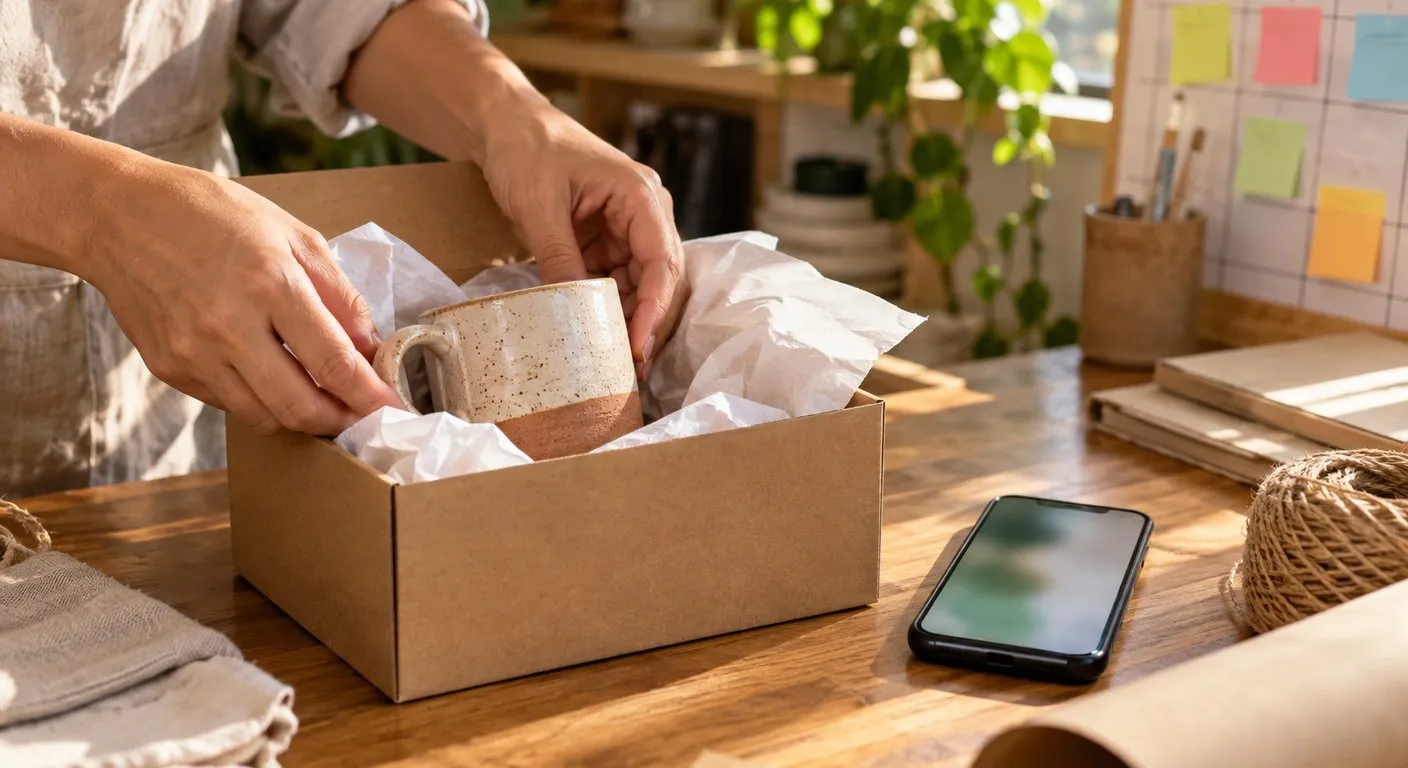 Planejamento de lançamento de produto no Instagram com IA: produto embalado, calendário e celular